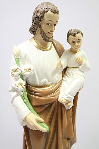 Miniatura 4 de Estatua de San José con el Santo Niño Jesús, Marrón, Tonos Tierra, Religioso, Estilo Clásico, Hecho en Italia