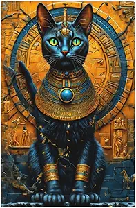 Decorative Switch Covers Plate Egyptian Black Cat Vintage Gold Decorated 1 Gang No Device Single Blank Outlet Covers Wall Plate Cover Light Switch Plate Faceplate for Home Decor