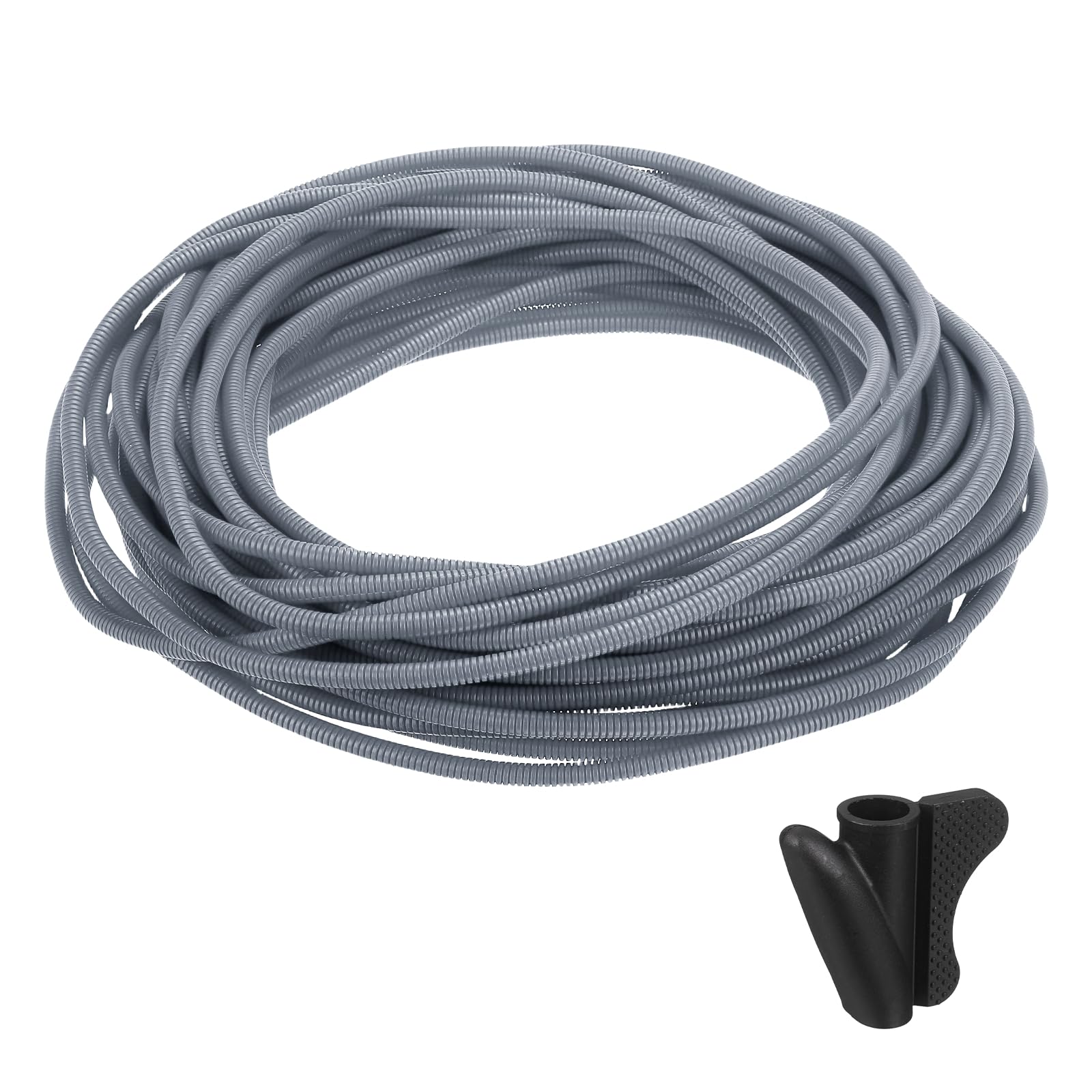 sourcing map Split Wire Loom Tubing 1/4"(6.5mm) ID 100FT(30m) with Installation Tool, Heat & Cold Resistant -40F to 257F Plastic Flexible Conduit Cord Protector for Electrical Wires Cable, Gray