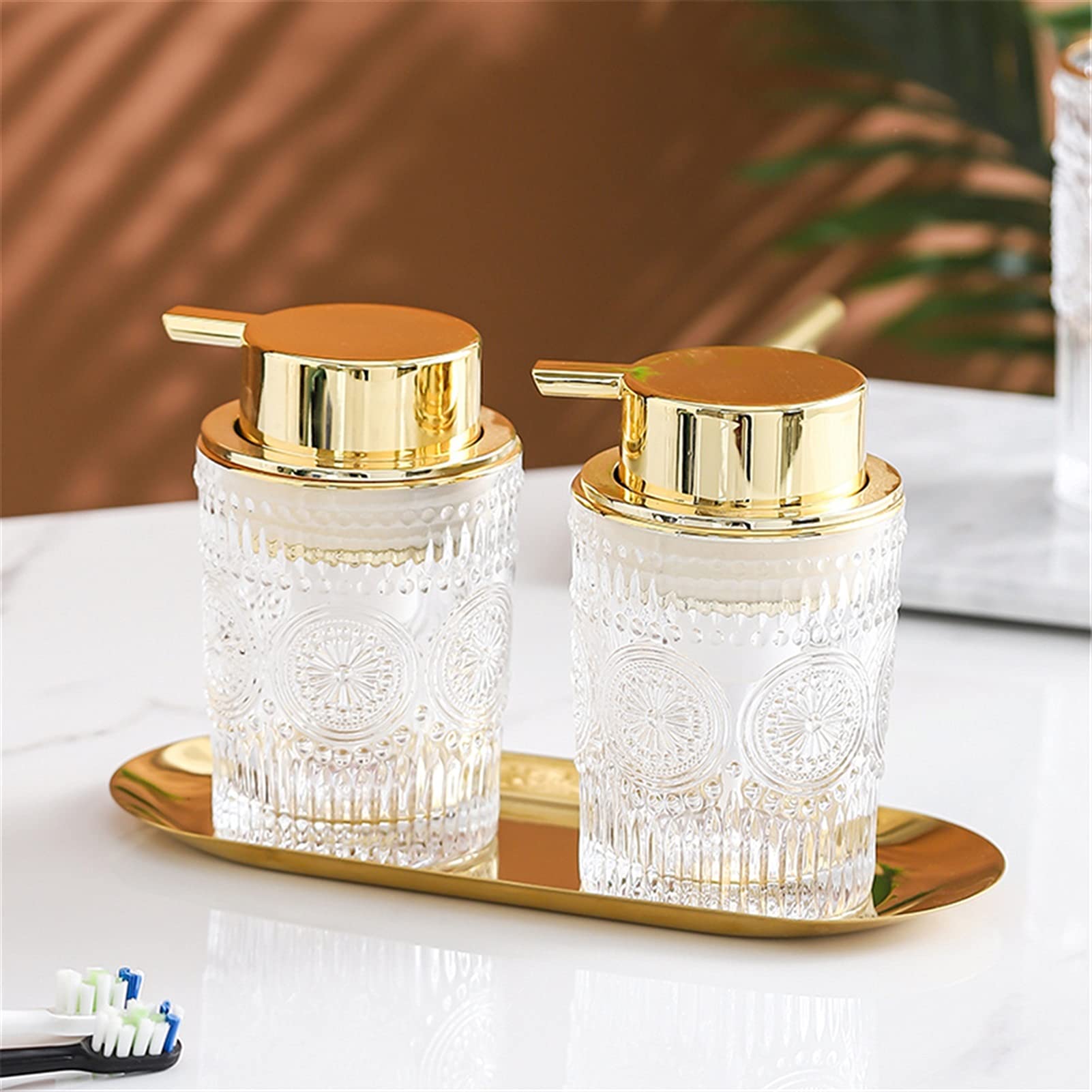 Flacone vuoto for docciaschiuma, shampoo e gel da 300 ml 400 in vetro(Brass)