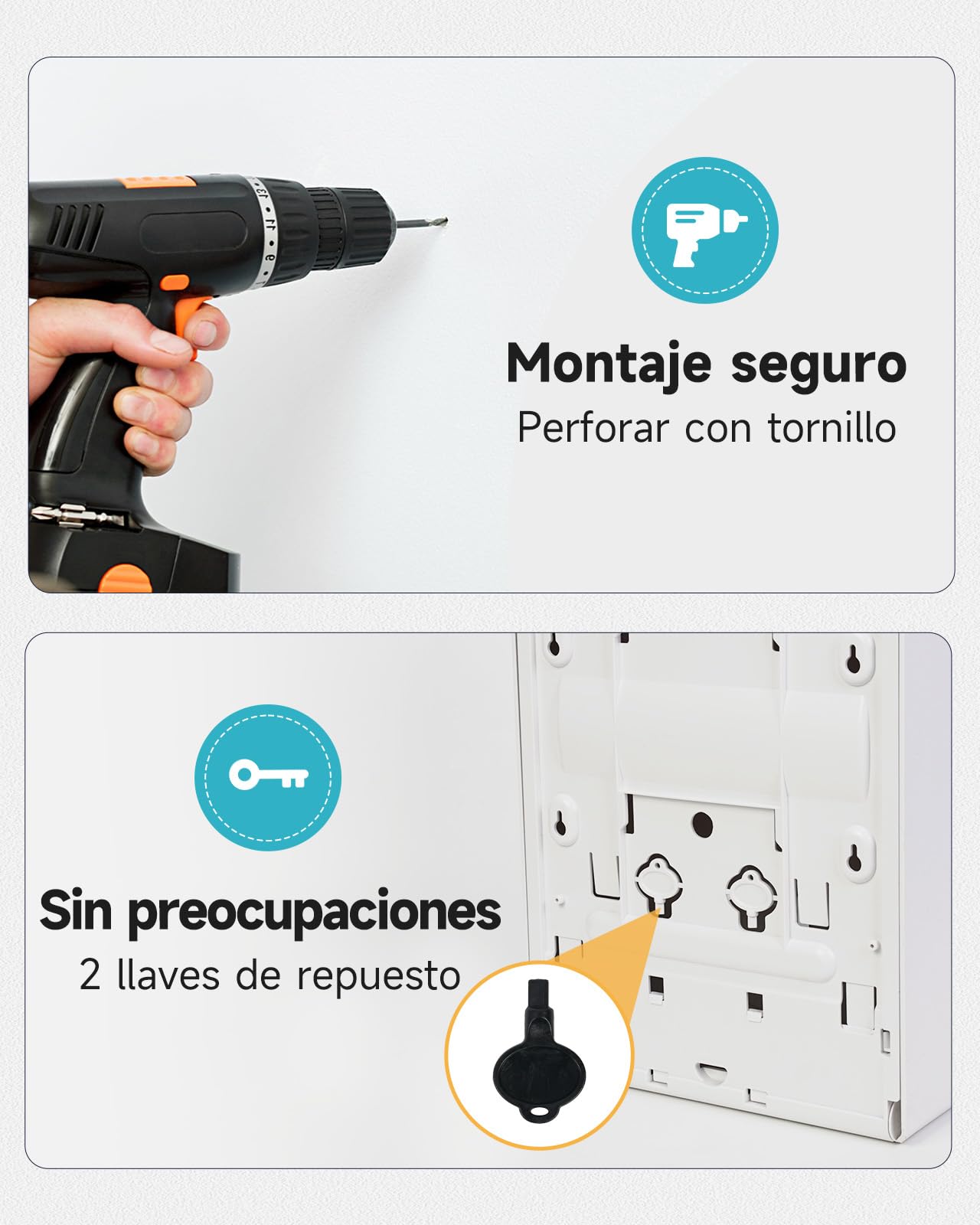 AIKE Dispensador Estándar De Toallas De Papel, 400-Hojas De Pared para Toallas H2, Pliegue Z Y Multipliegue (Tamaño ≤25,2 * 9cm), AK5302