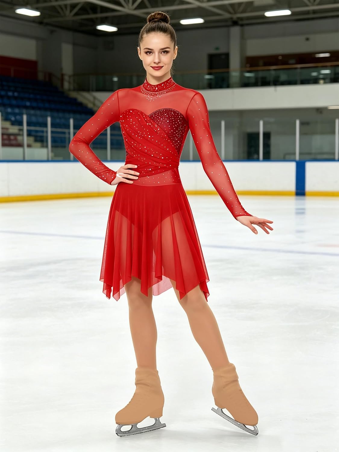 Mufeng Figure Ice Skating Dress for Women Rhythmic Gymnastics Dress