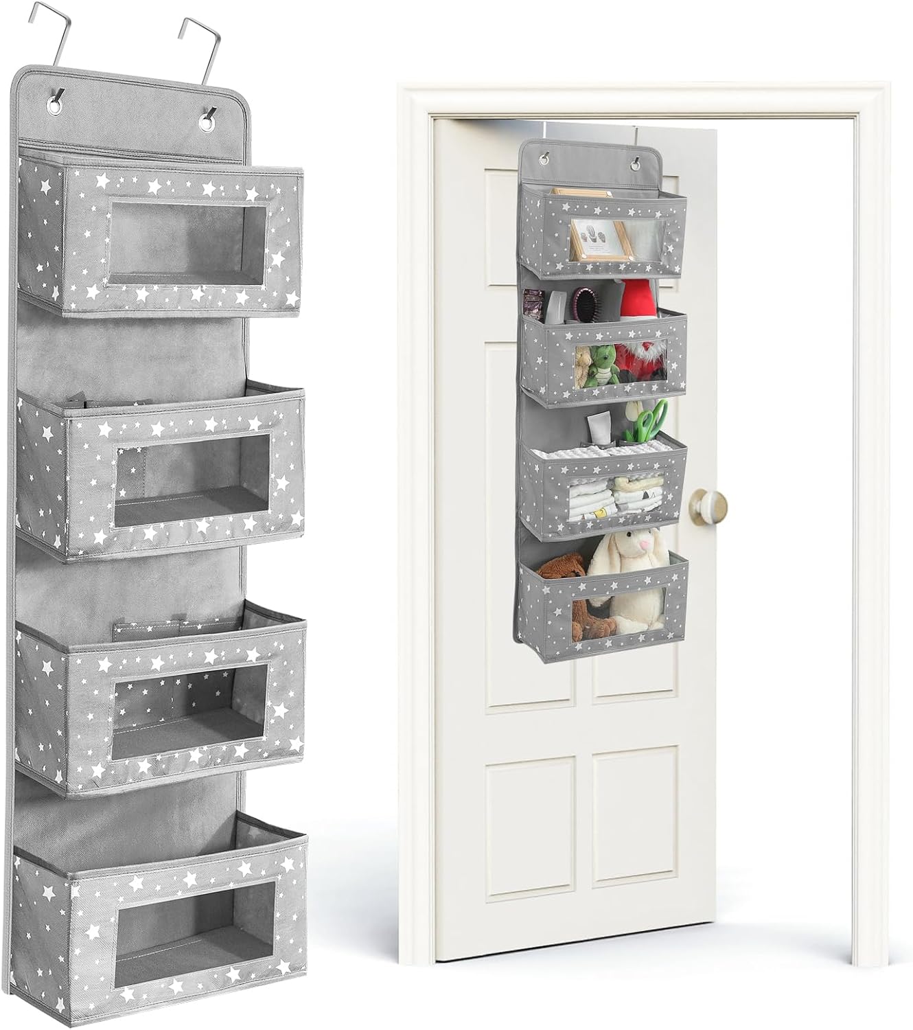 Baby Over Door Storage Organiser, 4 Large Capacity Pockets Foldable Non