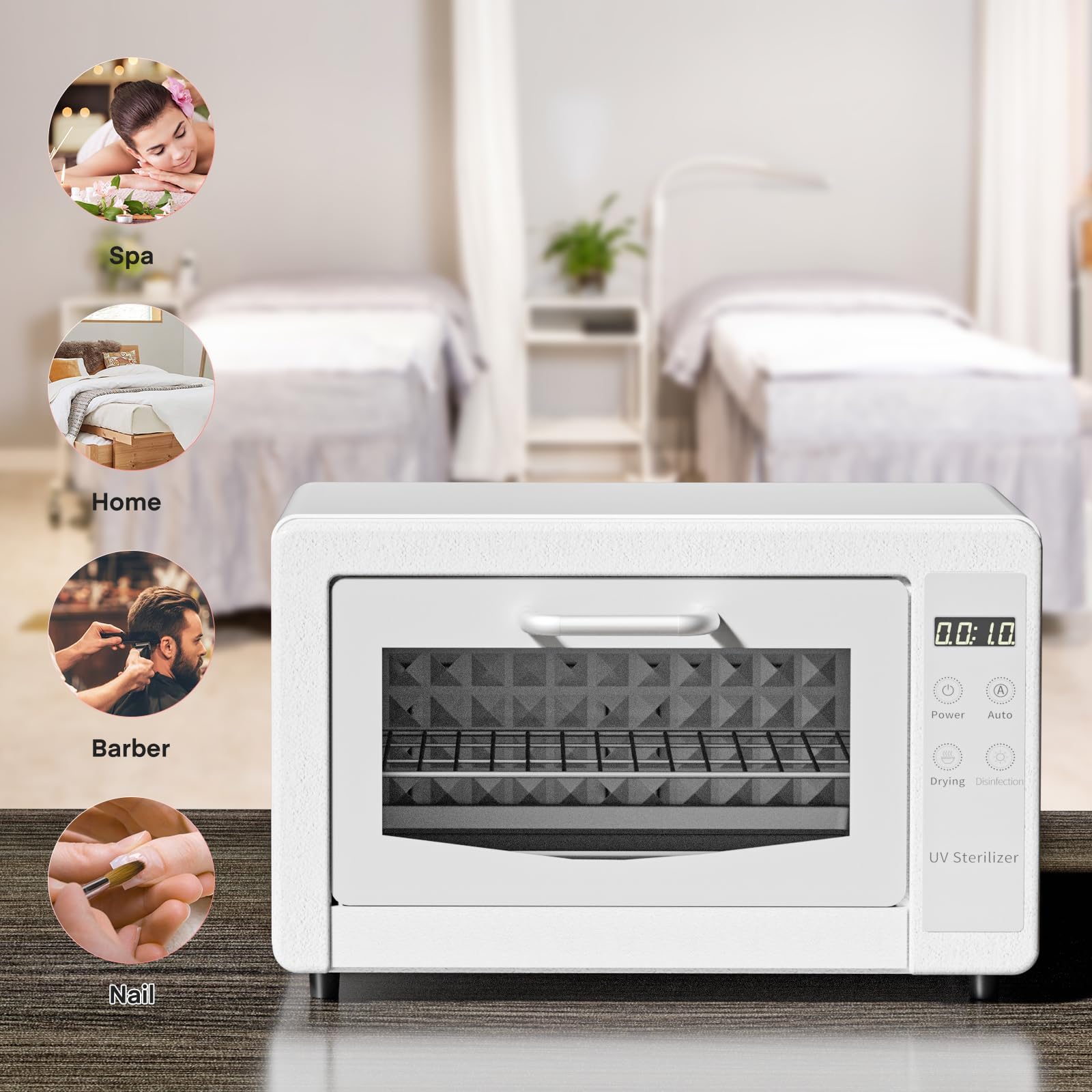 Yofuly Armario de almacenamiento de aire caliente de 10 litros para herramientas de uñas, organizador de gran capacidad con estante ajustable, control de temporizador, caja de almacenamiento