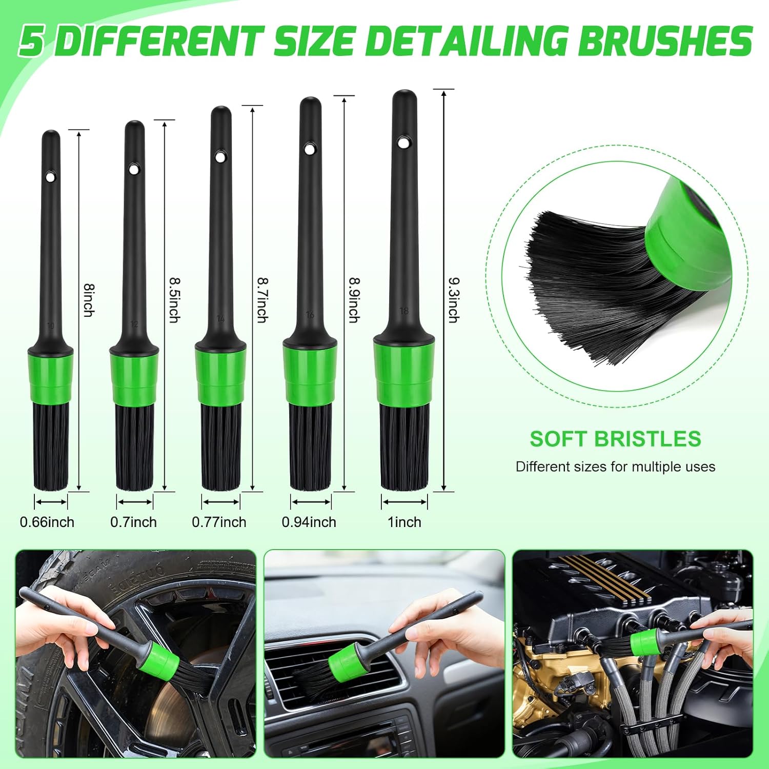 Nilight 52PCS Car Detailing Kit Auto Cleaning Tools Wash Set with Storage Carry Bag Home Use for Interior Exterior Deep Clean Polish Car Care Windshield Dashboard Seat Air Vents Wheels Tires, Green