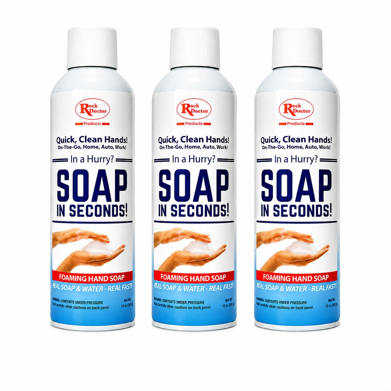 Rock Doctor Foaming Hand Soap In Seconds, 3 Pack, Spray Bottle Dispenser, Fresh Scent, No Rinse Alcohol Free Sanitizer, Gentle on Soft Skin, Home, Work, and School 30 Fl Oz (Pack of 1) 30