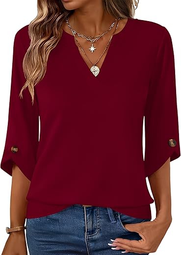 Kistore Women’s 3/4 Sleeve Tunic Top Review: Trendy Flowy V-Neck for Work & Casual