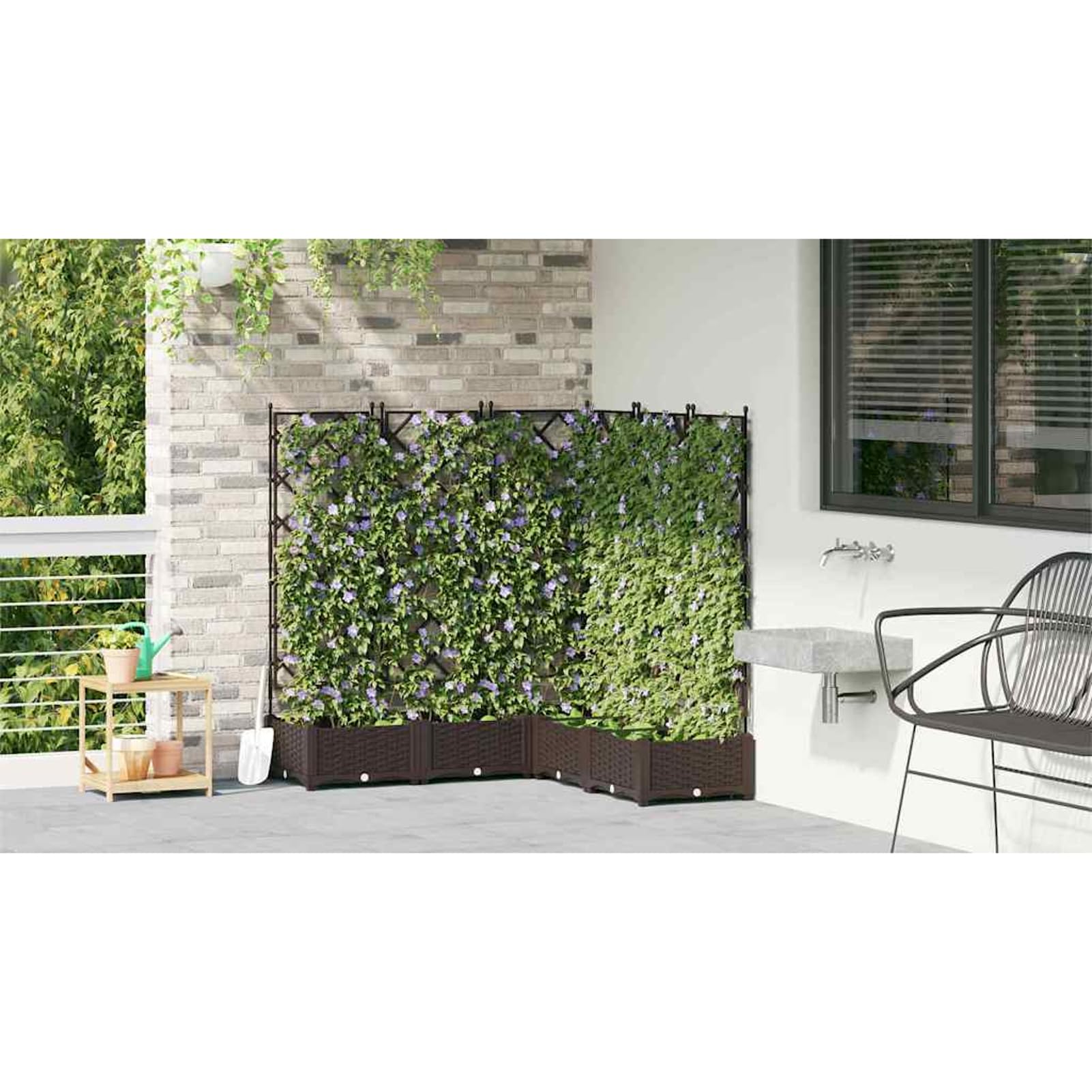 Donica ogrodowa na rośliny, 5 szt., brązowa, 120 x 120 x 125,5 cm, stalowa, odporna na warunki atmosferyczne, wytrzymała i łatwa w pielęgnacji, skrzynka na kwiaty, na taras, grządki warzywne