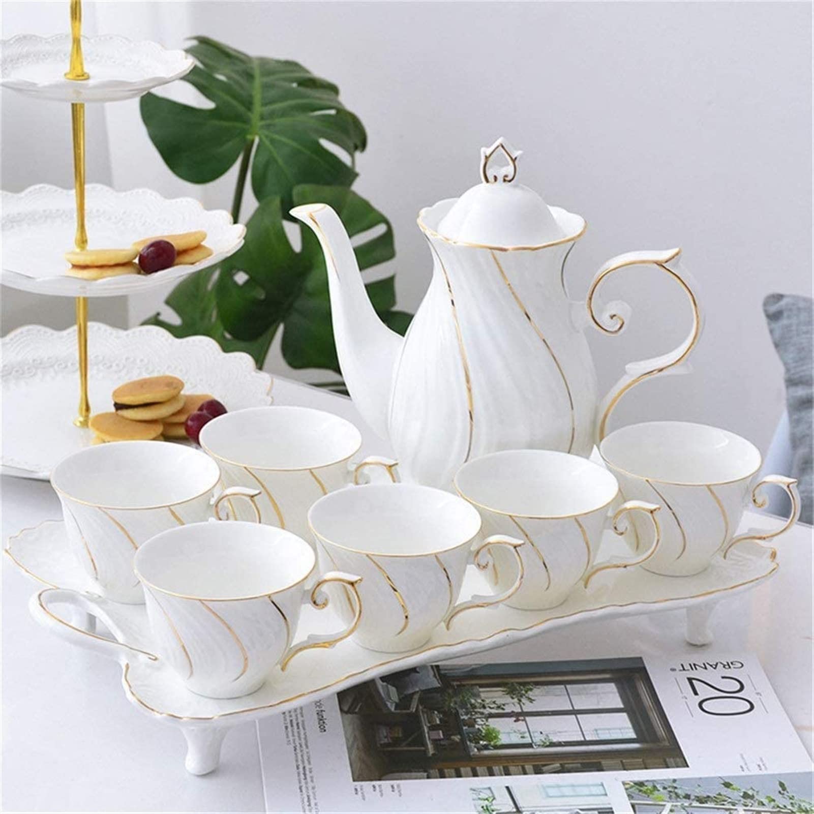 Zestaw herbaty 8 sztuk Phnom Penh Glazed Porcelanowy Kawa i Herbata Zestaw Popołudnie Herbaciane Napój Zestaw Kawy Zestaw Ekspres do kawy Puchar i zestaw spodek