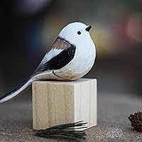 Vista 8 de Figura de pájaro de teta de vientre amarillo de madera para decoración del hogar