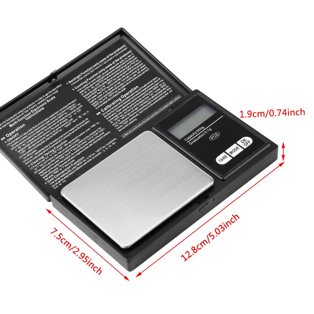 Akozon Mini przenośna wysoka precyzja LED cyfrowa Pocket Scale złoty srebrny diament biżuteria kamień (500 g/0,1 g)