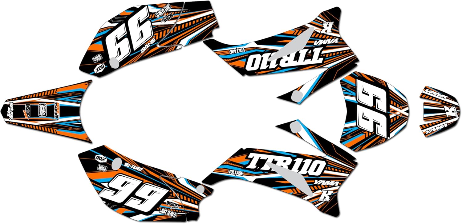 Graphics Kit for Yamaha TTR110 (2008+) PRIME Series Blue 09 Mil - Dirt pit bike motorcycle stickers, dirtbike racing automotive decal motocross accessories no-plastics