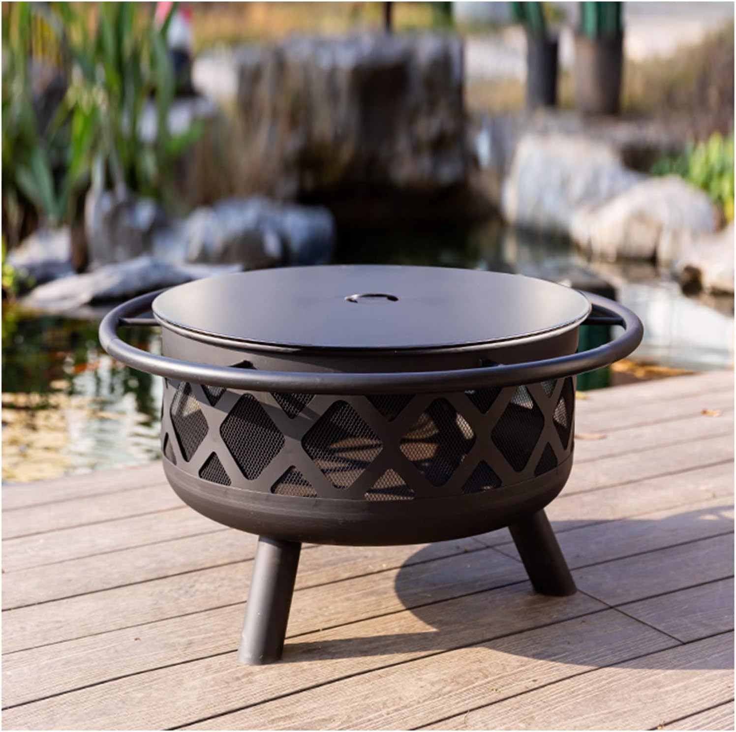 Outdoor Fire Pit Wood Fire Pits Outdoor, Wrought Iron Firepit for Outside, for Backyard Terrace Patio