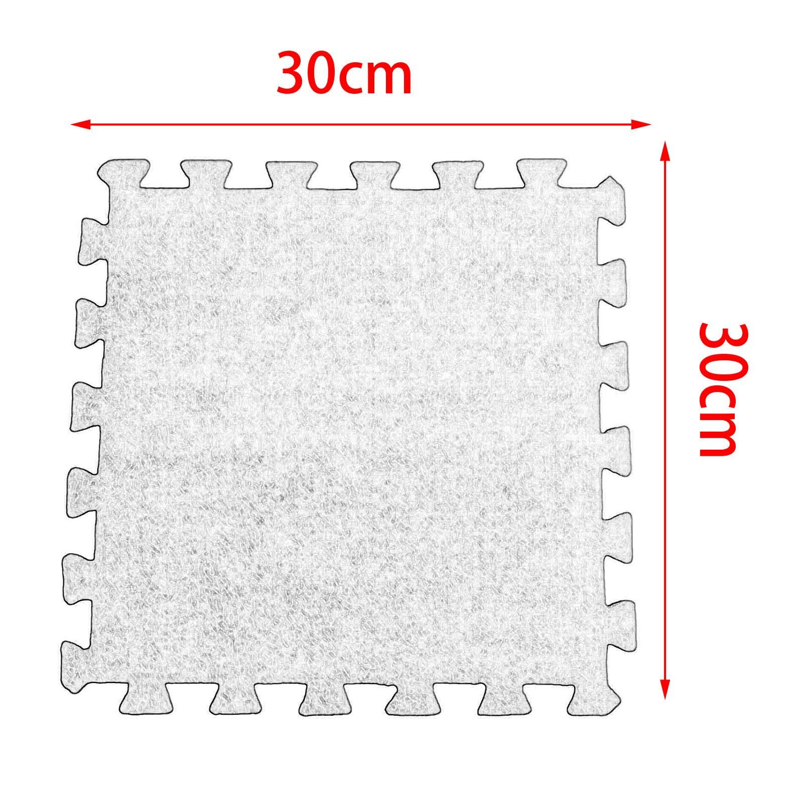 10 Pièces Tapis de Sol en Mousse Puzzle en Peluche, Tapis de Jeu 30x30 Cm Tapis à Poils Longs Antidérapant Tapis de Sol Puzzle pour Salles de Jeux Fer, Bleu