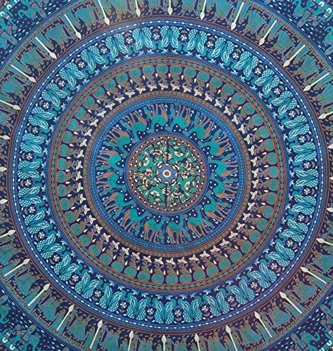 Miniatura 5 de Popular Handicrafts tapiz hippie mandala, bohemio, psicodélico, con diseño floral intrínseco, cubrecama hindú, mágico para pensar, 215 cm x 230 cm