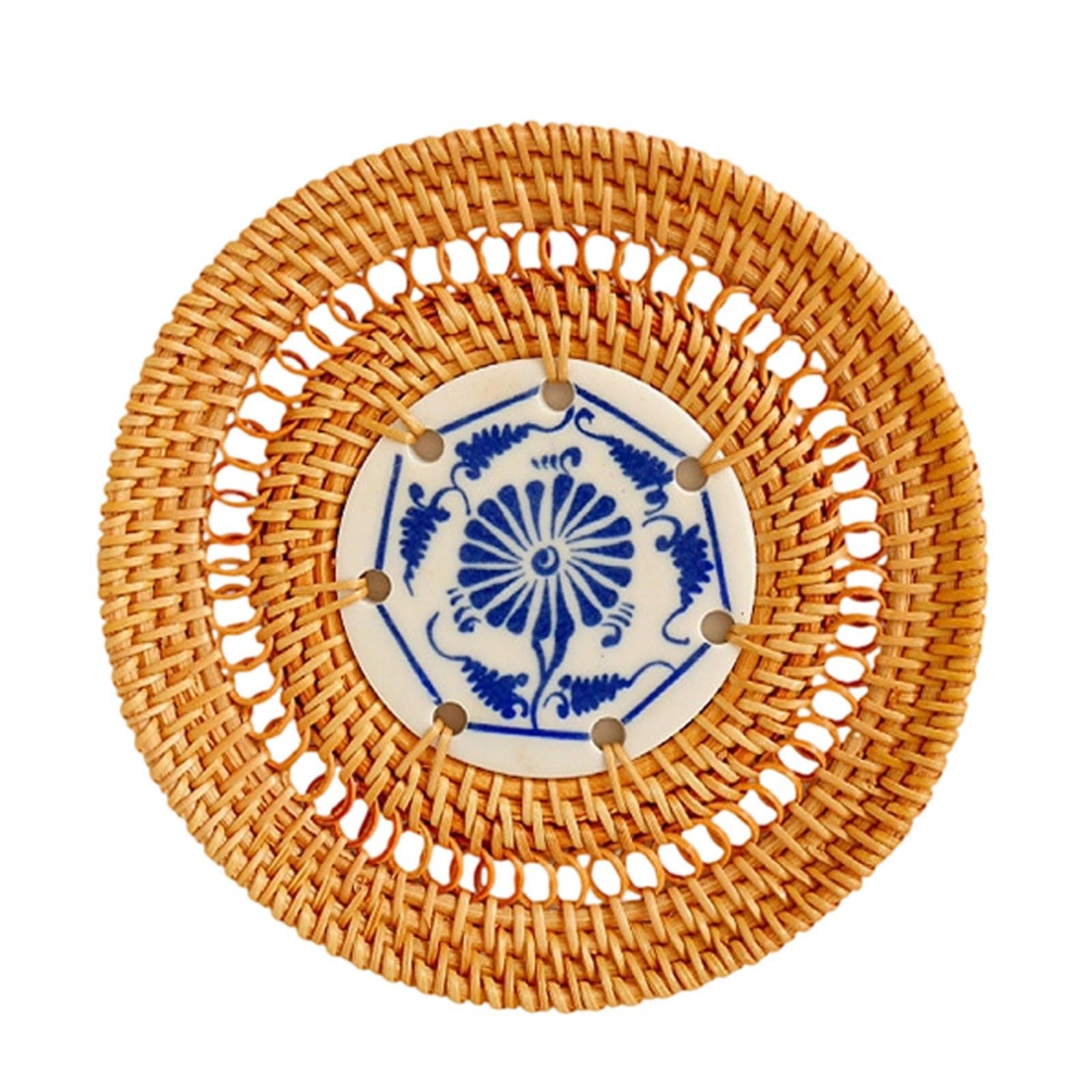 Rattan Drink Coasters Insulated Mat with or without Baskets for Home Study or Restaurant Autumn Rattan Coaster