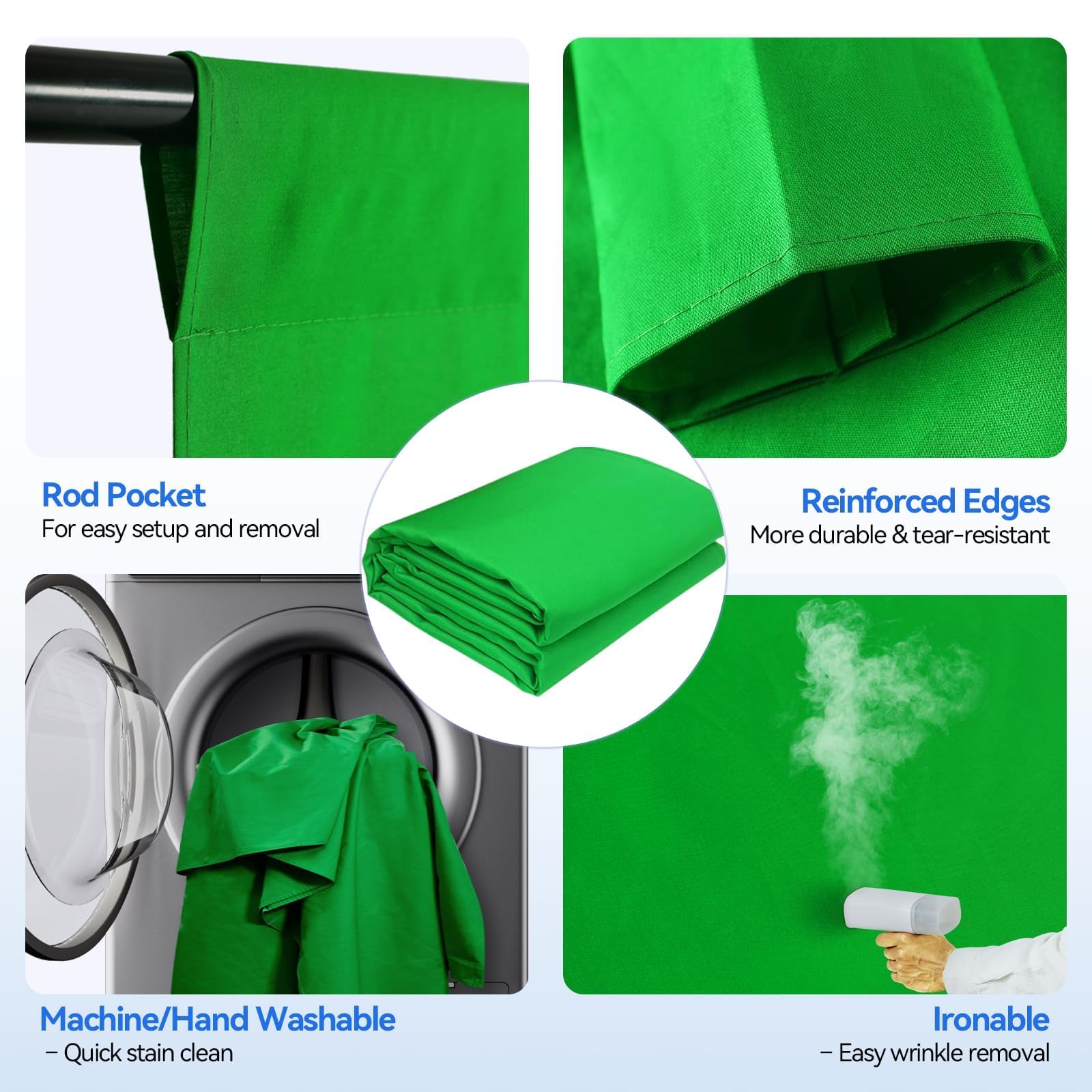 EMART Toile de Fond Vert avec Support 2x3 m, Kit de Support pour Photographie Réglable avec Fond Vert en Tissu Polyester pour Studio Photo, Vidéo, Fête, Live