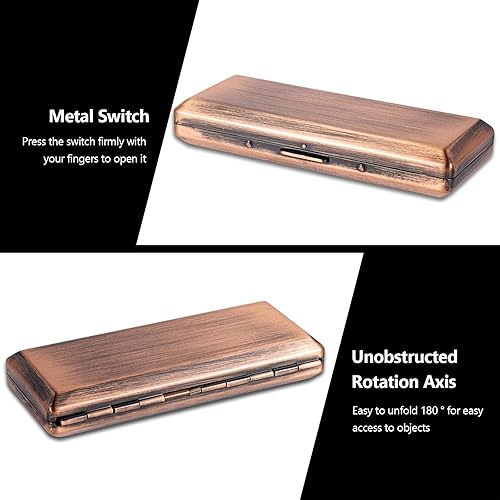 Miniatura 10 de Caja de cigarrillos de metal elegante, moderna y minimalista, con capacidad para 10 cigarrillos de 3.937 in, perfecta para mujeres, diseño de metal