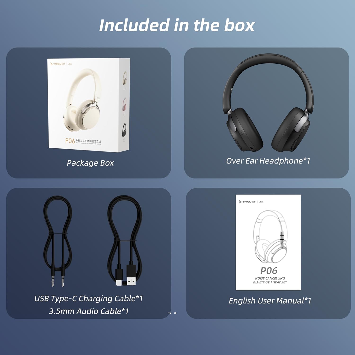 Hybrid Active Noise Cancelling Headphones Over Ear Bluetooth 5.4,160H ANC Playtime with Transparent Mode,Deep Bass,Multipoint,IPX4,Mic for Calls,Wireless Headphones Foldable for Travel,Gym,Work-Black