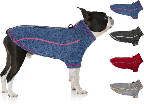 cyeollo Dog Jacket Warm Fleece Coat Dog Sweater Reflective Jackets Zipper Up Coats Step in Winter Small Dogs Clothes Pet Apparel
