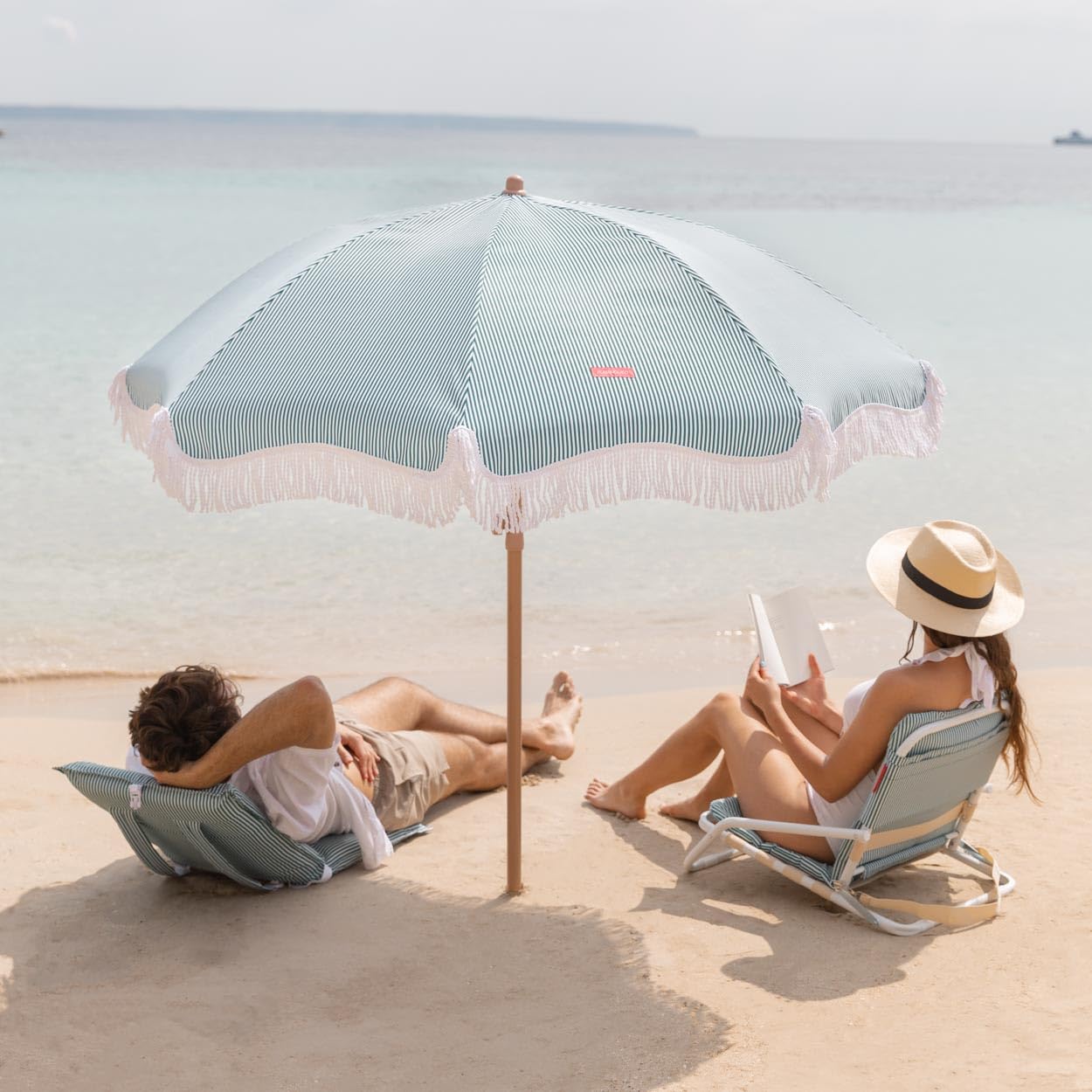 Flamingueo Sombrilla Playa, Piscina, Terraza Exterior, Protección UPF 50+, Altura y Orientación Regulable, Funda de Transporte, Poliéster, 210 x 180 cm