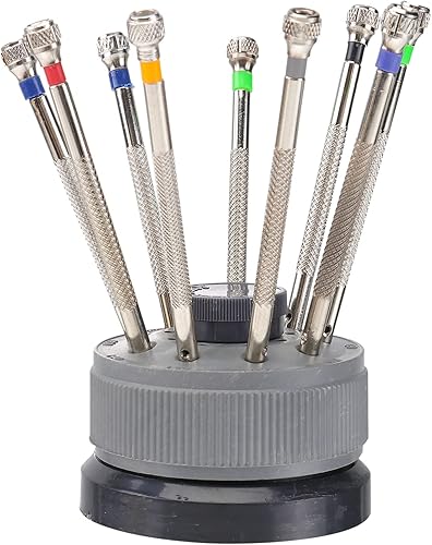 Beaupretty Juego de pulseras Mini destornilladores, 9 piezas de destornillador plano de precisión, destornilladores de diferentes tamaños, kit de