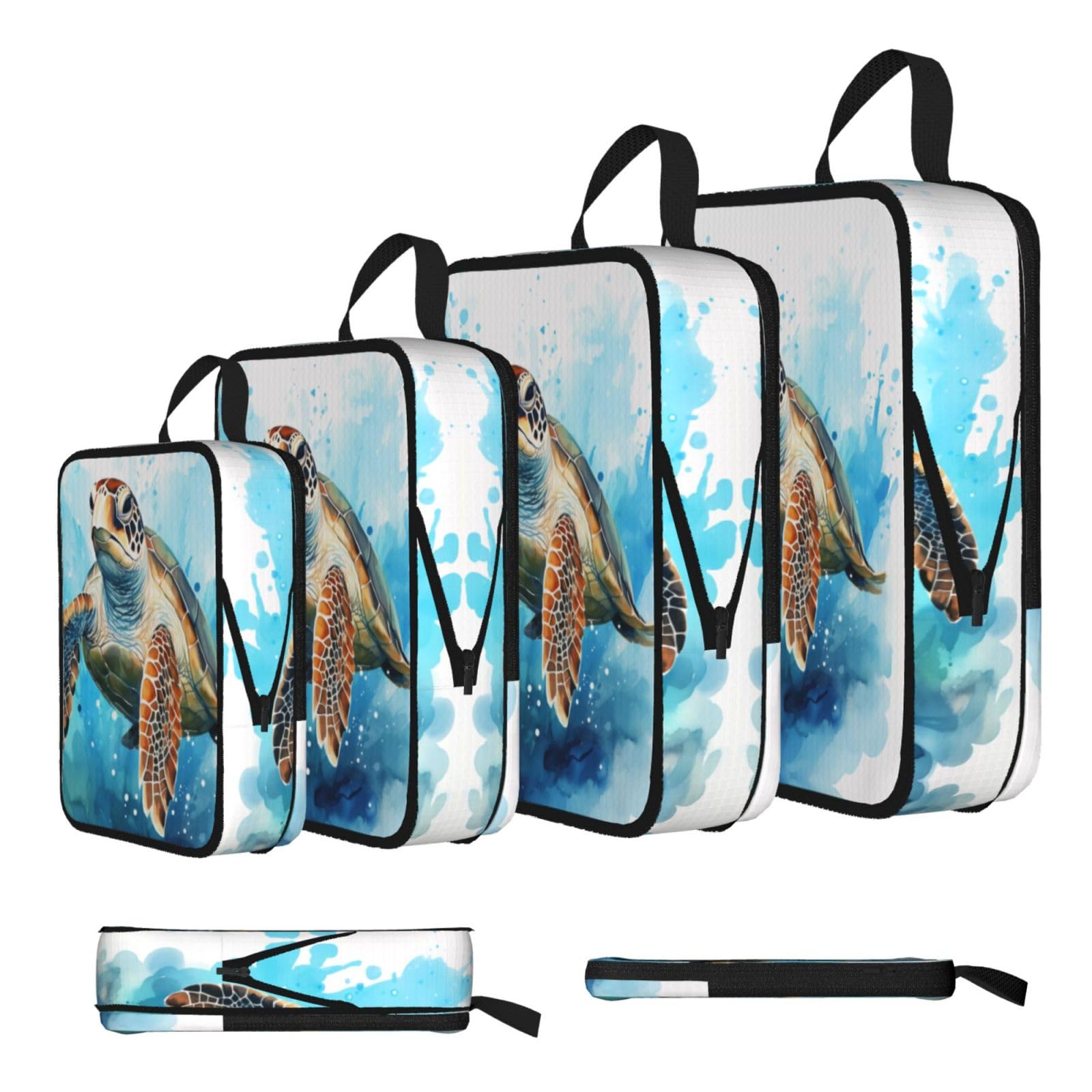 Turtle in the Blue Ocean Compression Packing Cubes 4 Piece Set