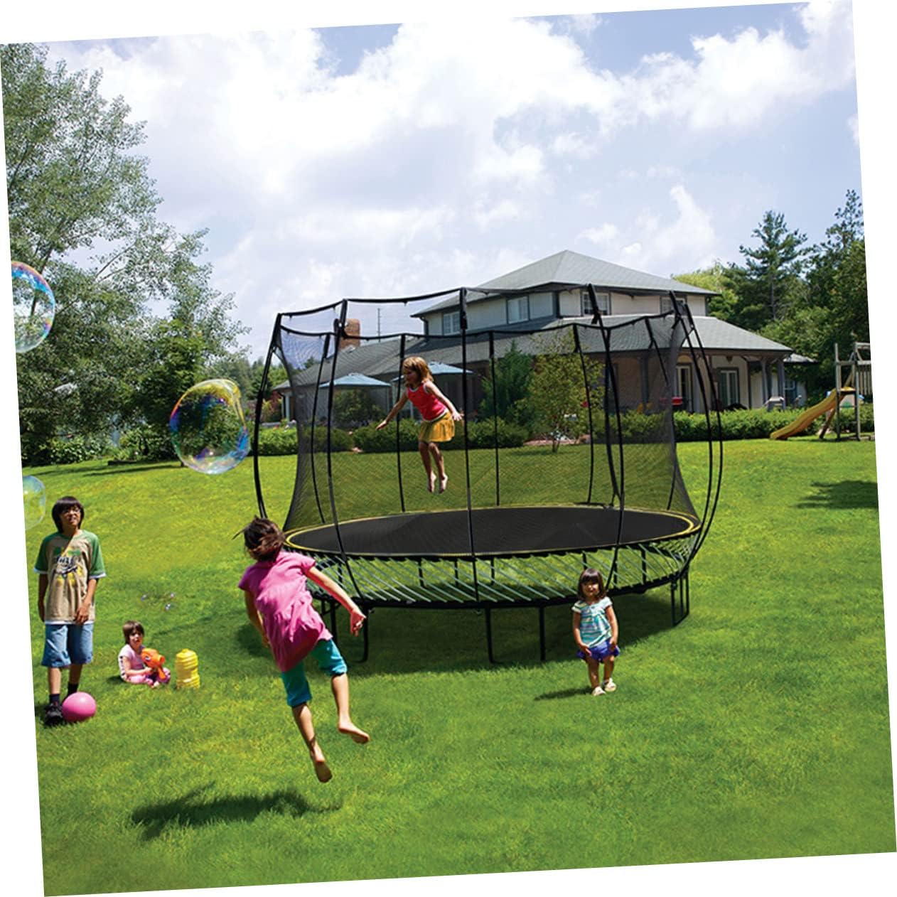 1pc Black Trampoline Jumping Mat Outdoor Replacement Cloth for Trampolines Breathable Design for Better Bounce Easy to Install Suitable for Boys and Girls