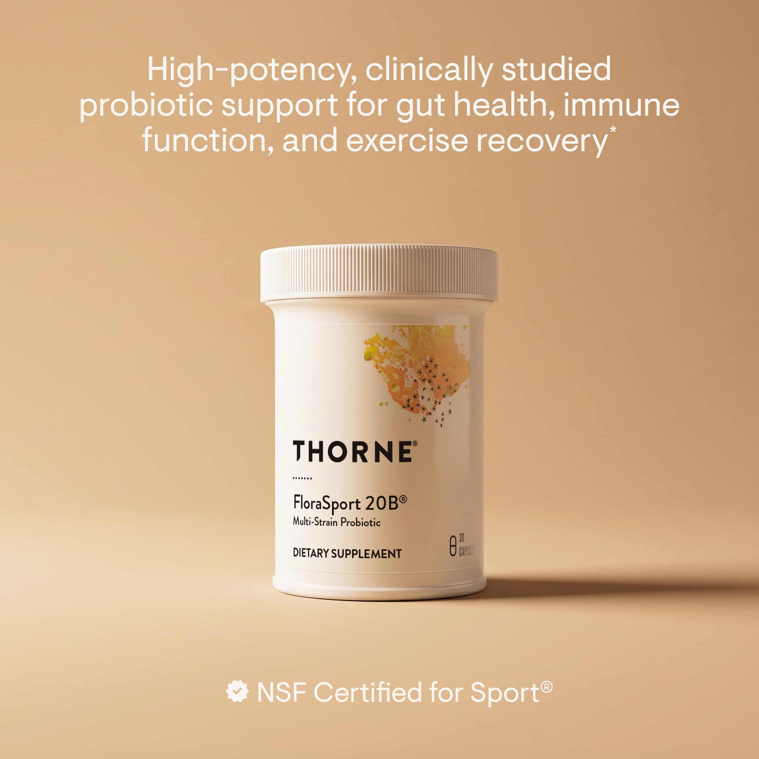 THORNE - FloraSport 20B - Shelf-Stable Probiotic Blend - Supports Gut, Immune & Digestive Health - Occasional Gas, Bloating, Diarrhea & Constipation Relief* - NSF Certified for Sport - 30 Capsules — Amazon image 2
