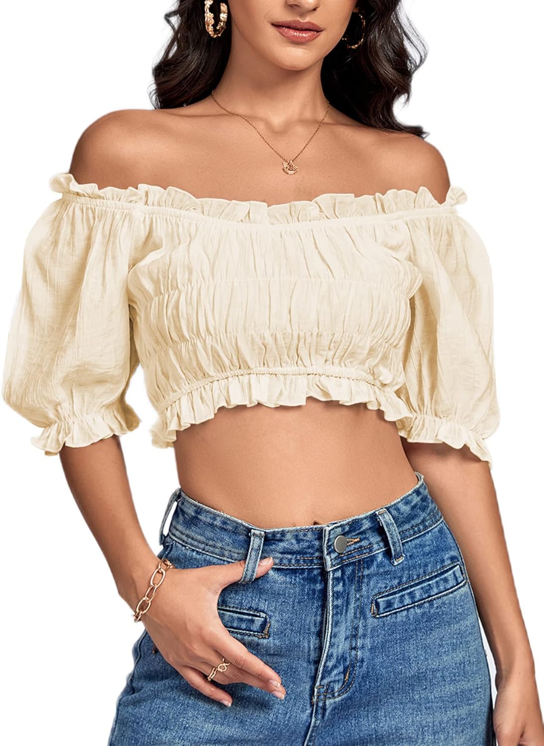women's off the shoulder ruffle top