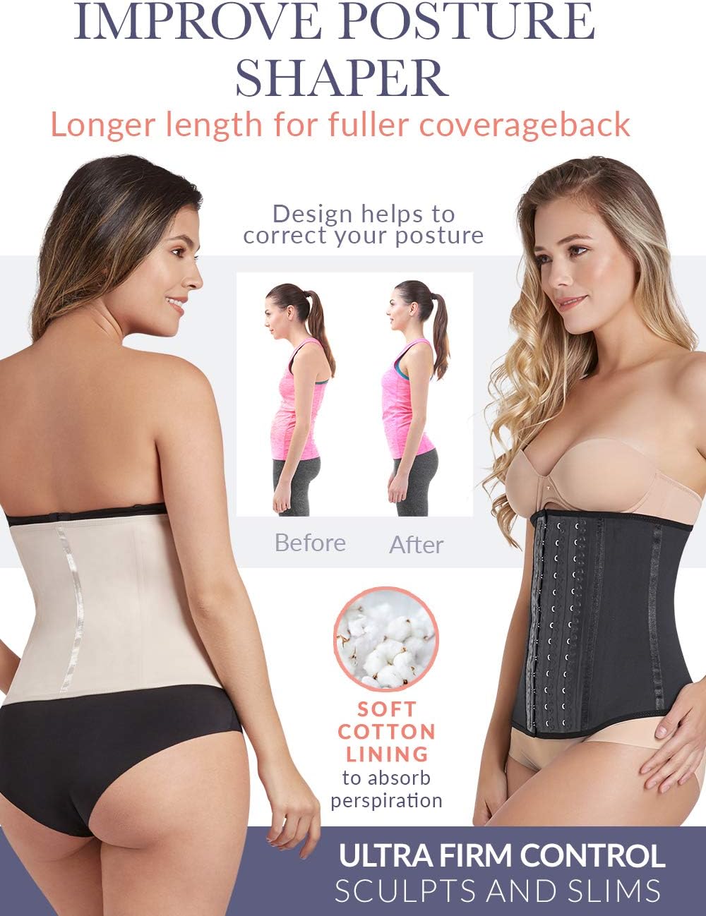 CURVEEZ Colombian Latex Waist Trainer for Women - Faja Reductora y Moldeadora with Tummy Control for Weight Loss & Postparto