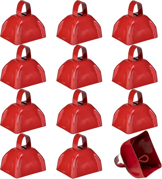 12 Pack Red Metal Cowbells for Sporting Events