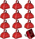 Metal Cowbell - 12 Pack, 3 Inch Red Cow Bells for Sporting Events, Cheering, Spirit, Loud Cow Bell Ideal Hand Percussion Cowbells Noise Makers for Sporting Events, Football Games, and Celebrations