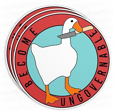 3Pcs Become Ungovernable Goose Sticker with Knife Anarchist Funny 2" Waterproof Vinyl Decal Sticker Laptop, Water Bottles, Phone, Kindle Merchandise Decor Decal Gifts 2 Inches
