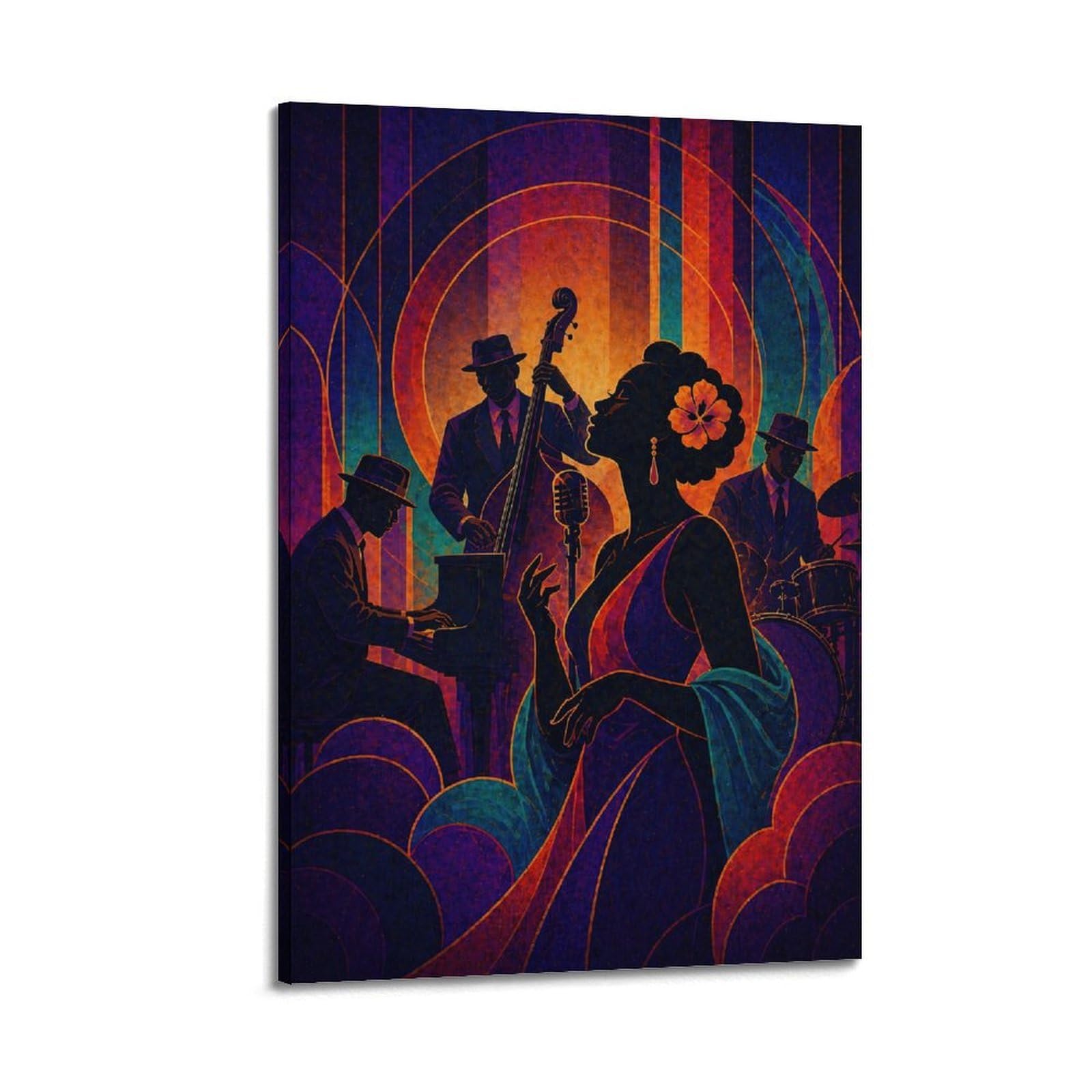 Okngb Frame-Style Vintage Jazz Singer Style Blues Legend Poster Decorative Painting Canvas Art Picture 24X36inch(60X90cm)