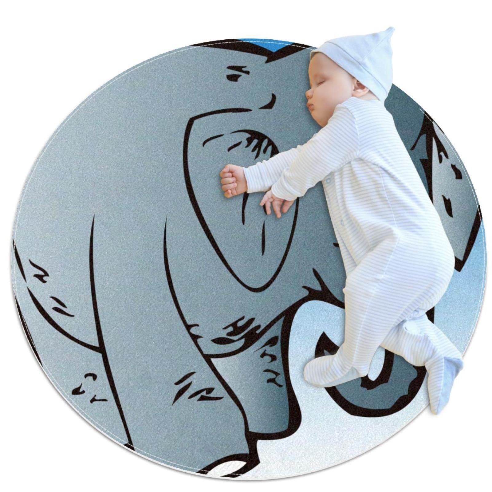 Tapis de salle de bain tigre mignon rond 1 m antidérapant chambre enfant canapé