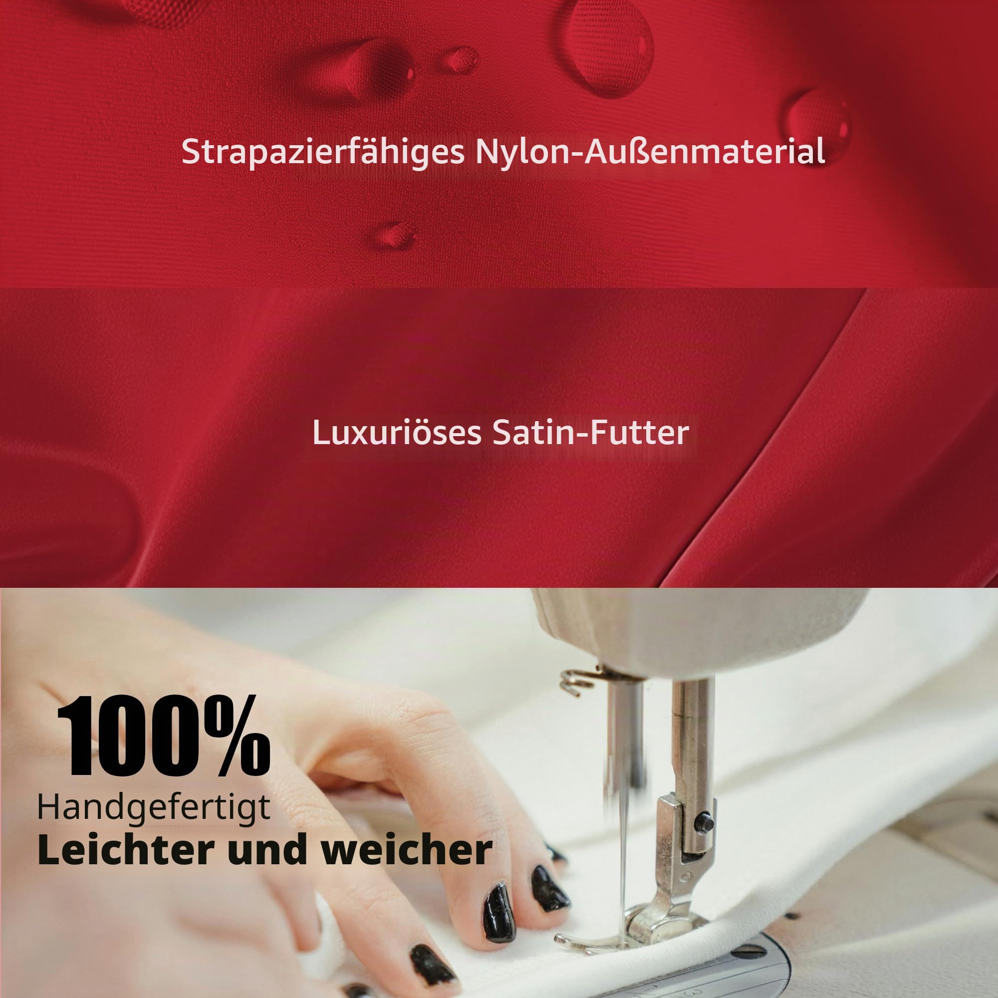 Taschenorganizer.HandtaschenOrganizer.MultiTaschenDesign,faltbar,handgefertigt aus Nylon und Satin,seidig und glatt,kann für viele Taschen verwendet werden(XL-Rouge moyen)
