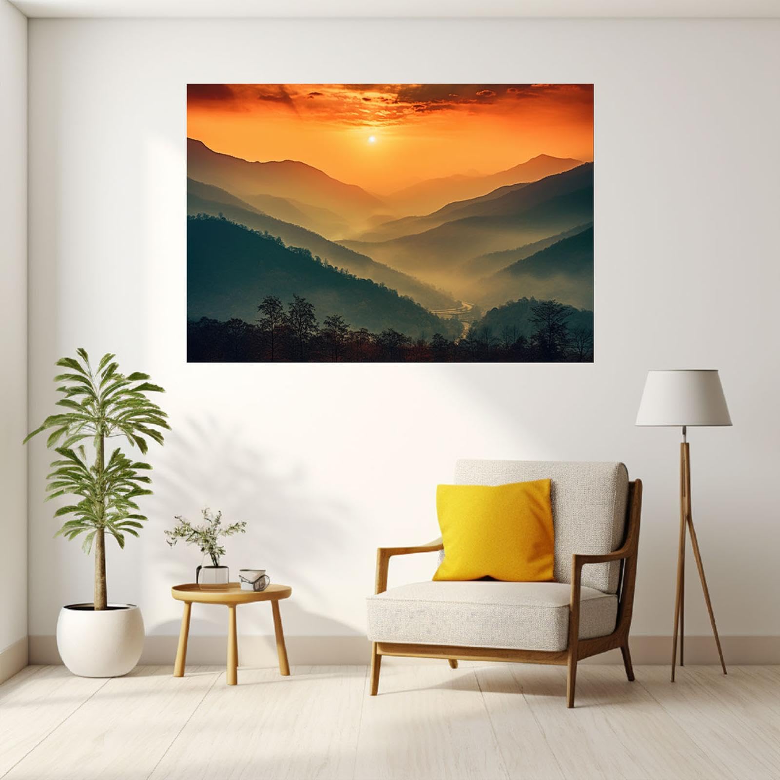 Amazon.co.jp: JOSUE 山 絵画 夕焼けの風景 キャンバス アート