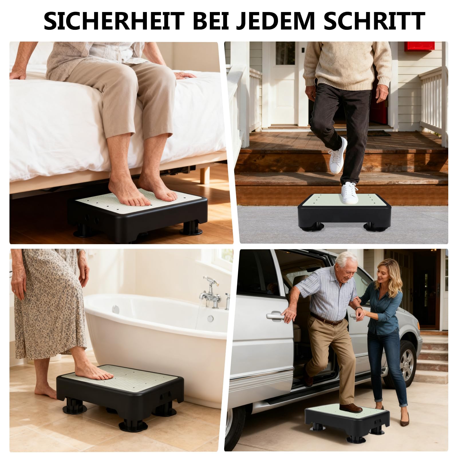 Marchepied antidérapant, avec Plateforme antidérapante et Pieds antidérapants, capacité de 250 kg, Marche Pied pour Adultes et Personnes âgées, Idéal pour extérieur, Douche, Baignoire, Voiture