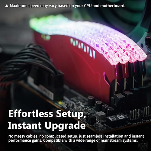 Miniatura 6 de DATO 32GB DDR4 RAM, 16GBx2, Memoria con disipador RGB 3200MHz CL16 1.35V XMP PC4-25600 288 Pin Non-ECC UDIMM Módulo de memoria de escritorio para