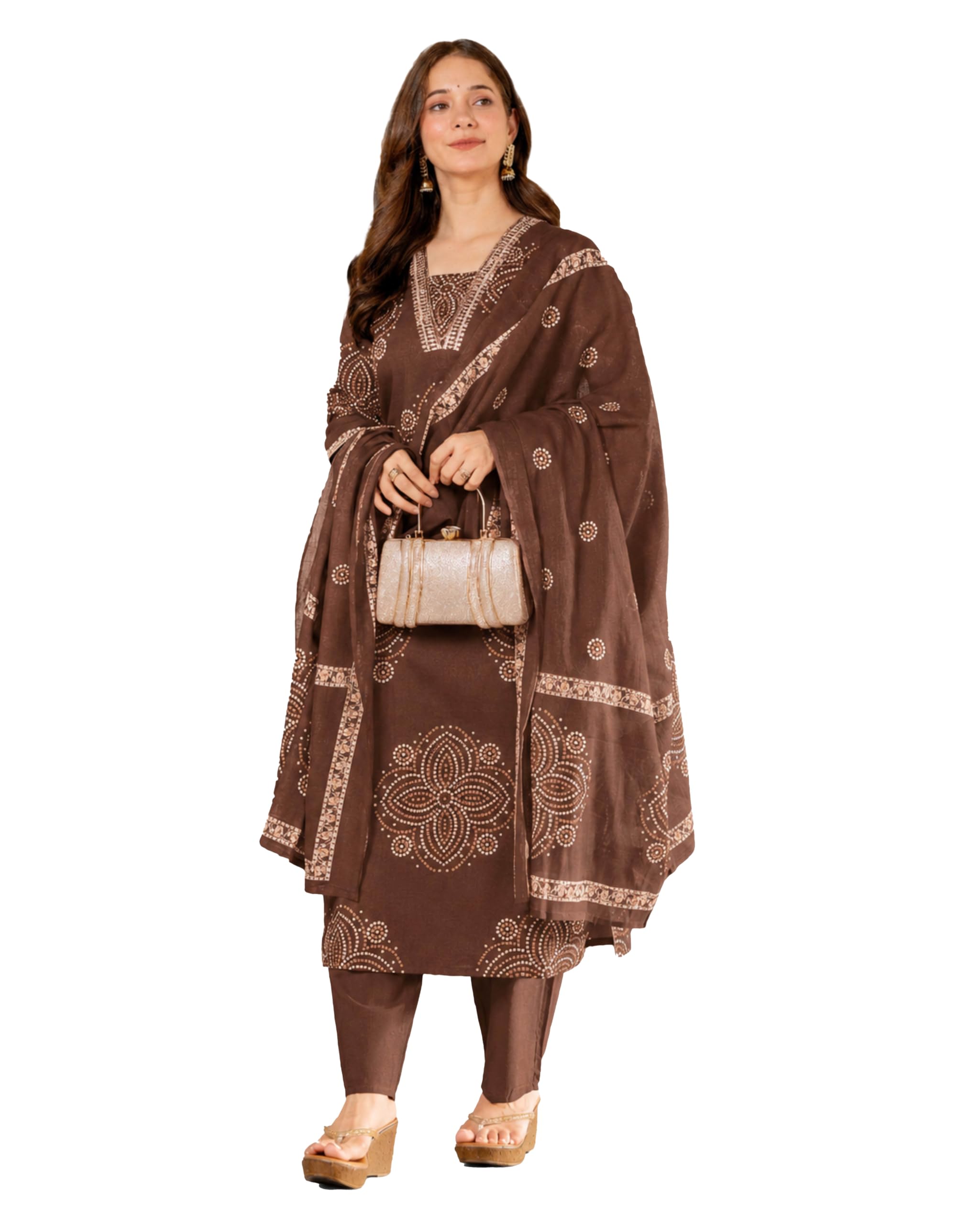 Women's Pure Cotton Straight Kurta Set with Palazzo Pants & Dupatta|Ethnic wear|Kurta Set for Women-image-12