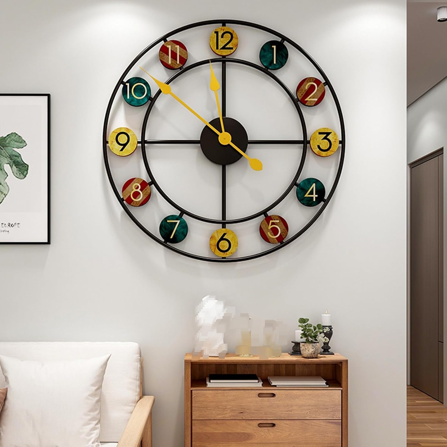50cm Reloj de Pared de Esqueleto de Metal silencioso, Números Romanos, Movimiento de Barrido silencioso Retro, Sin garrapata, Adecuado para Sala de Estar, Oficina, Dormitorio, café, Hotel, decoración