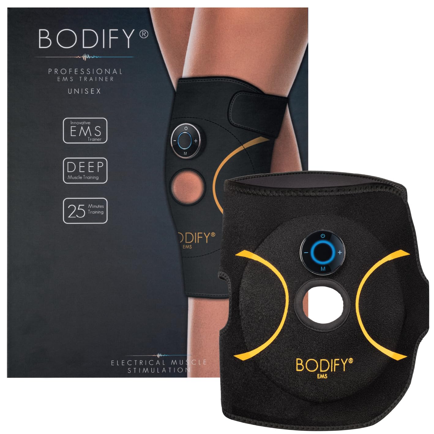 Bodify EMS Knietrainer Pro - Gezielte Stimulation der Knie Muskulatur! - Muskelaufbau und verbesserte Stabilität - EMS Training – Knietrainer - für Männer und Frauen DAS ORIGINAL