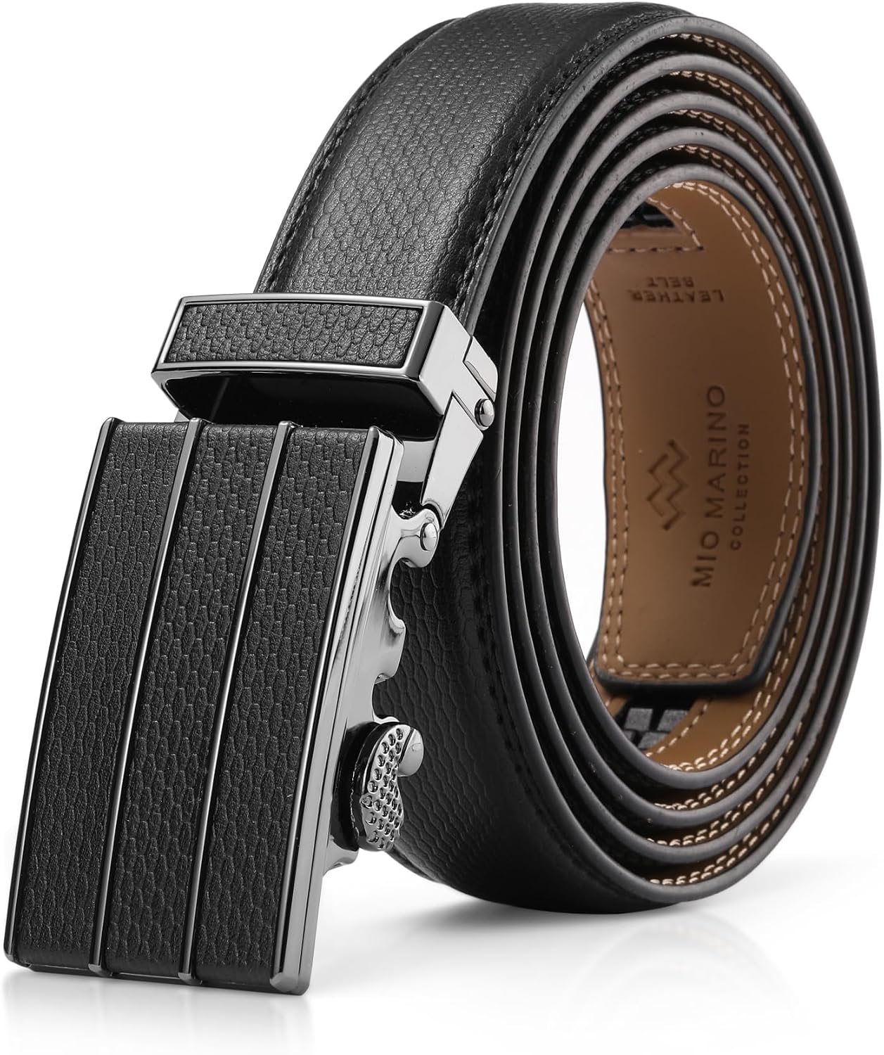 Marino Men’s Genuine Leather Ratchet Dress Belt With Automatic Buckle, Enclosed in an Elegant Gift Box