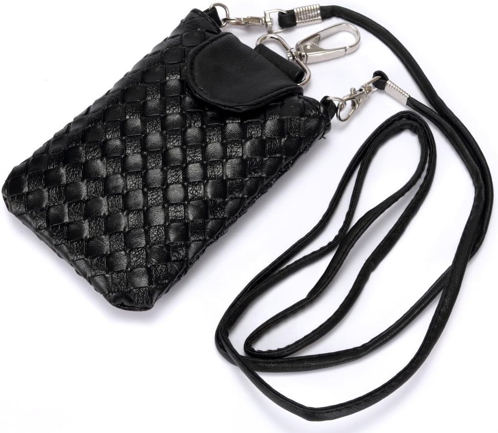 Rbenxia Cellphone Bag Woven Leather Crossbody Case Cover Pouch Purse Hand Bag for Smartphone