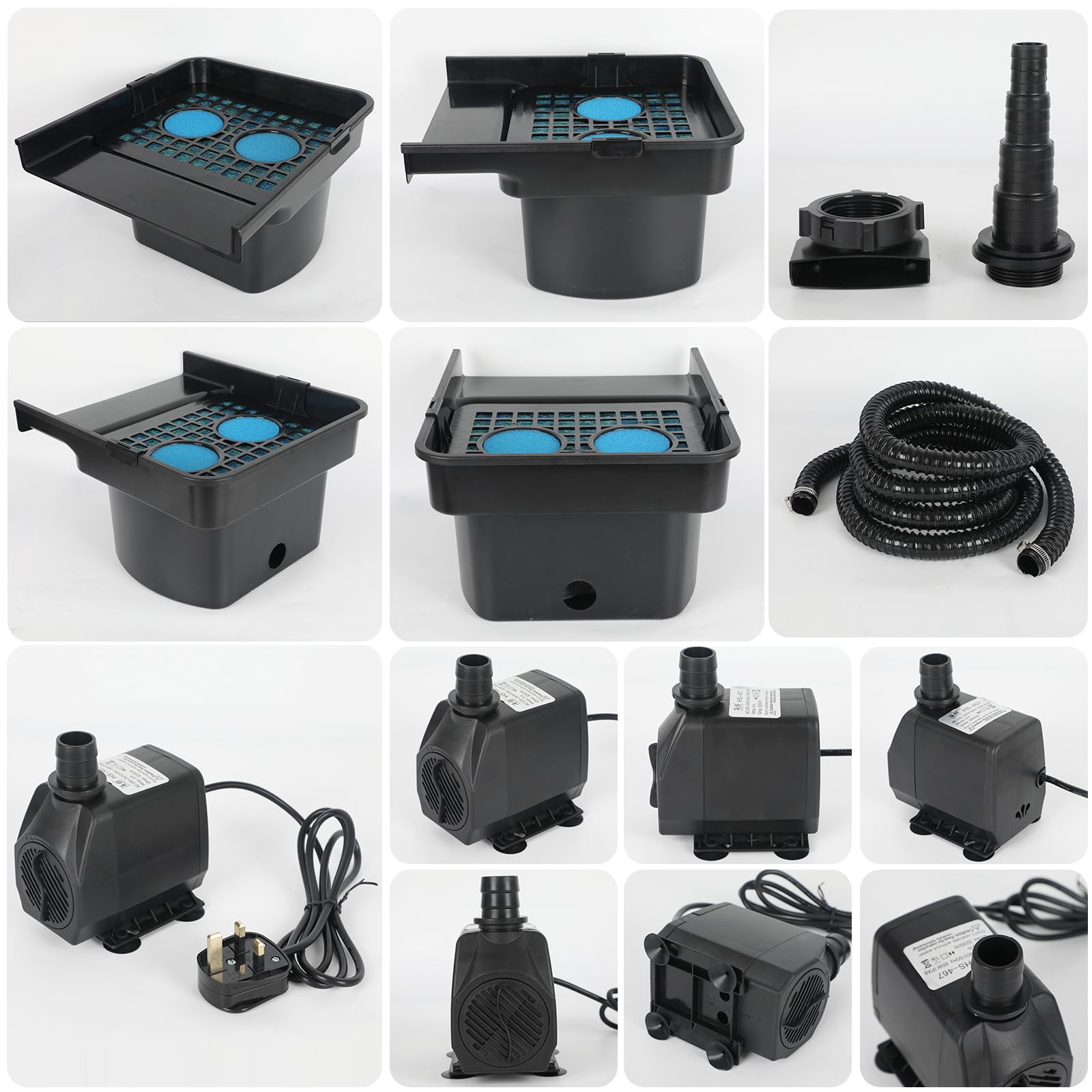 Kit completo per laghetto, cascata da giardino, 48 x 44 x 28 cm, kit completo con pompa e sistema di filtraggio, set per laghetto, piscina, patio, torrente