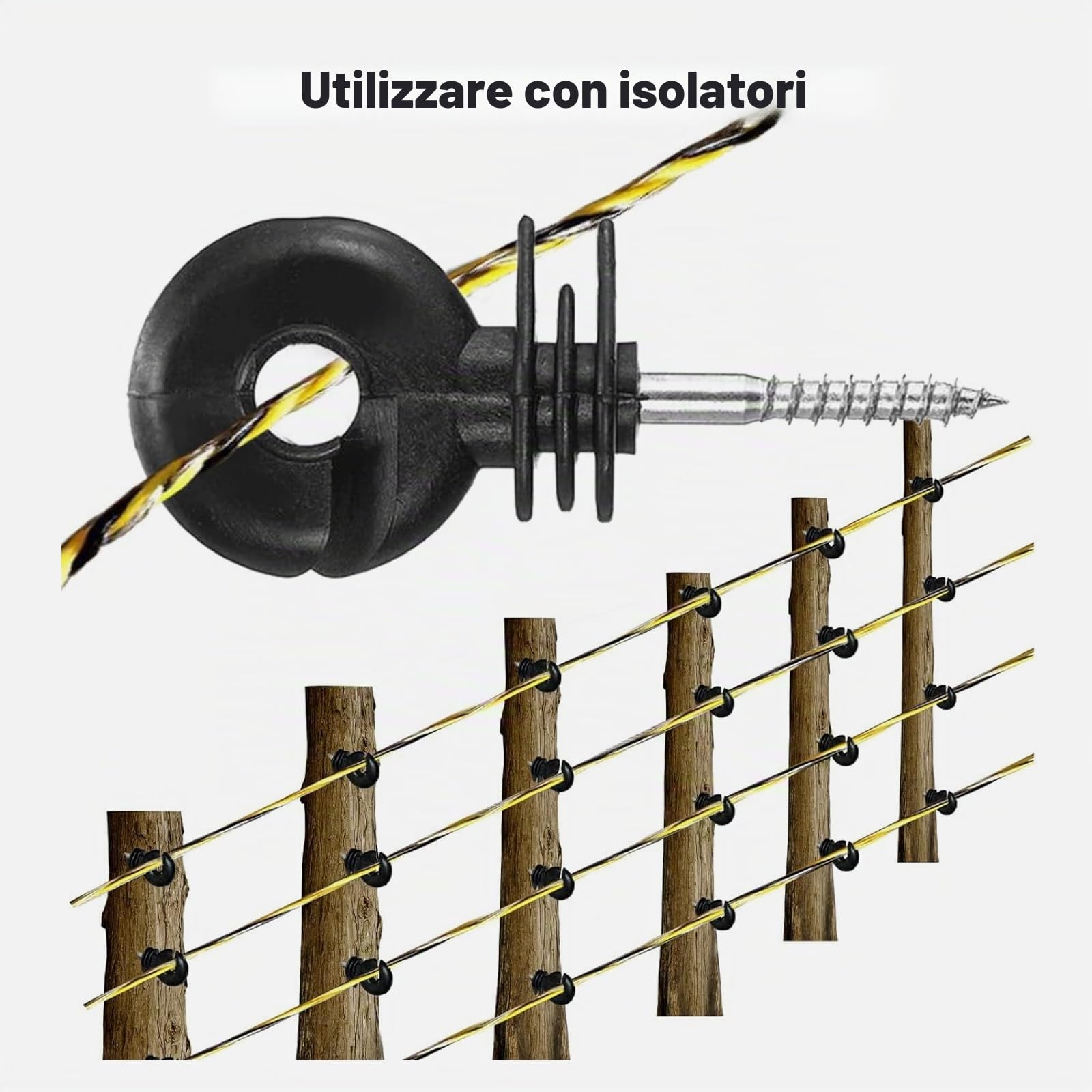 Filo Per Recinto Elettrico 1000 metri con 6 fili conduttori,Recinti Elettrici Recinzioni Elettrificate sezione Conduttore per Animali Mucche Cavalli maiali Galline