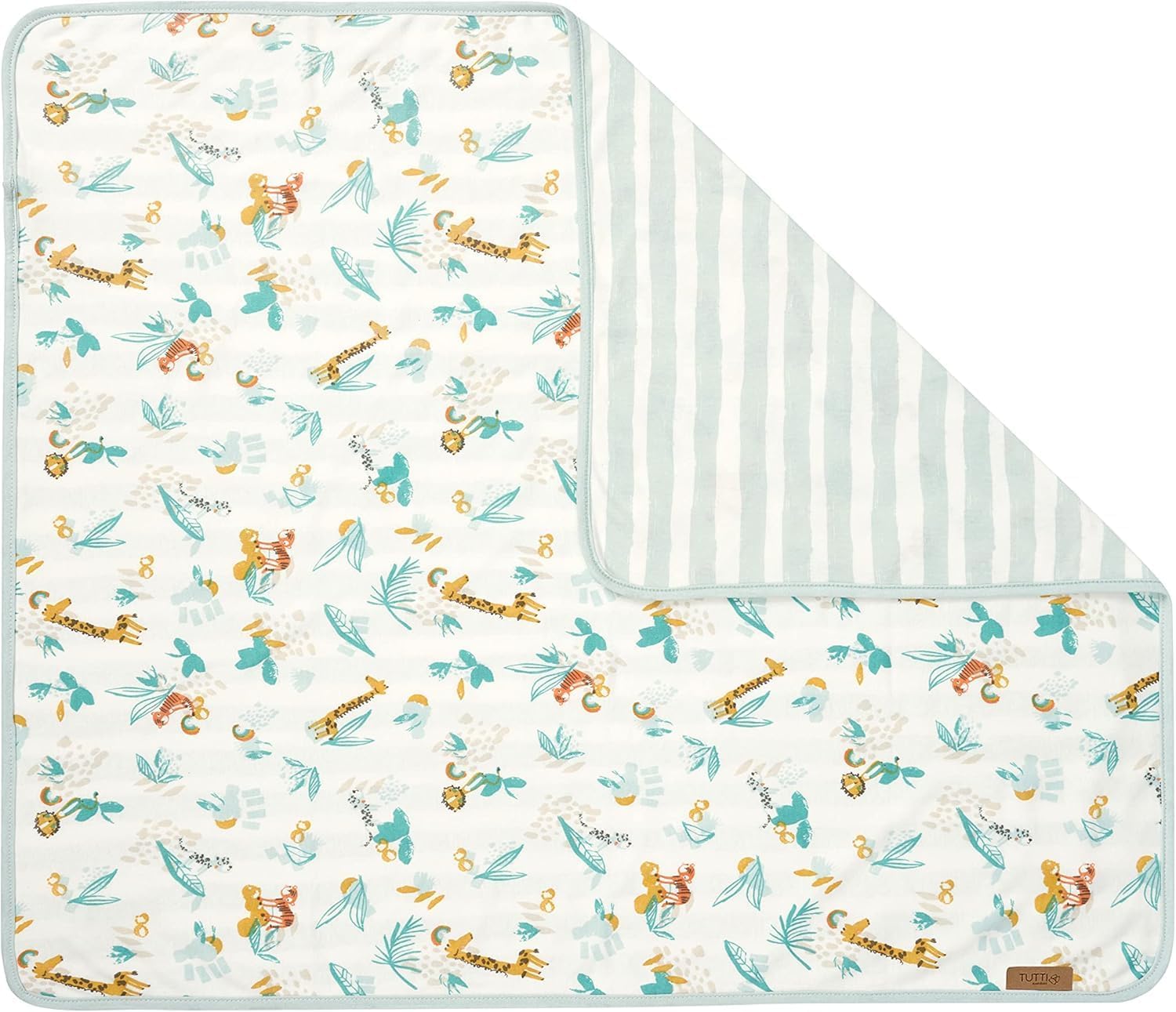Tutti Bambini Bedside Crib Starter Pack - 2 Organic Cotton Fitted Sheets & Reversible Coverlet - Baby Essentials & Newborn Essentials Must Haves - for Bassinet Sheets & Toddler Bed Decor - Run Wild