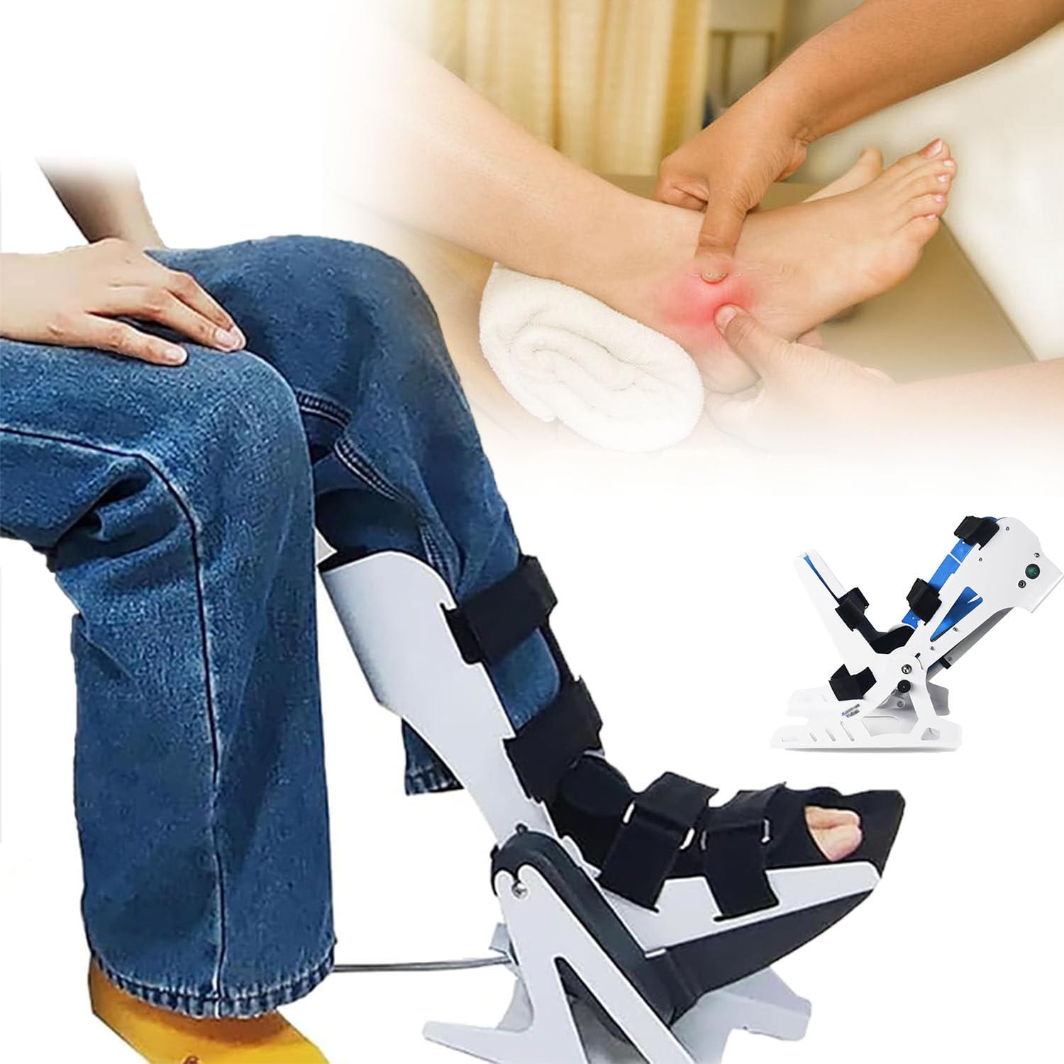 Zykuosus Electric Ankle Rehabilitation Trainer with Remote Control For c and Static Stretch Correction, Plantar Flexion Dorsiflexion Adjustable