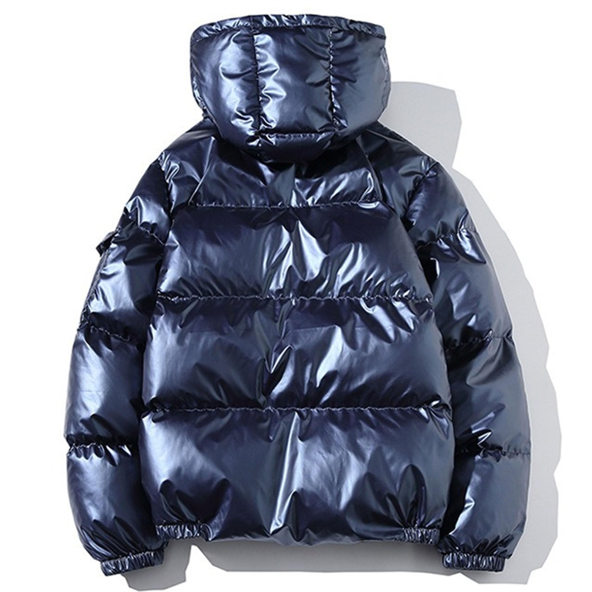 Piumino da uomo con cappuccio e cerniera, trapuntato, caldo, imbottito, isolante, invernale, con tasche